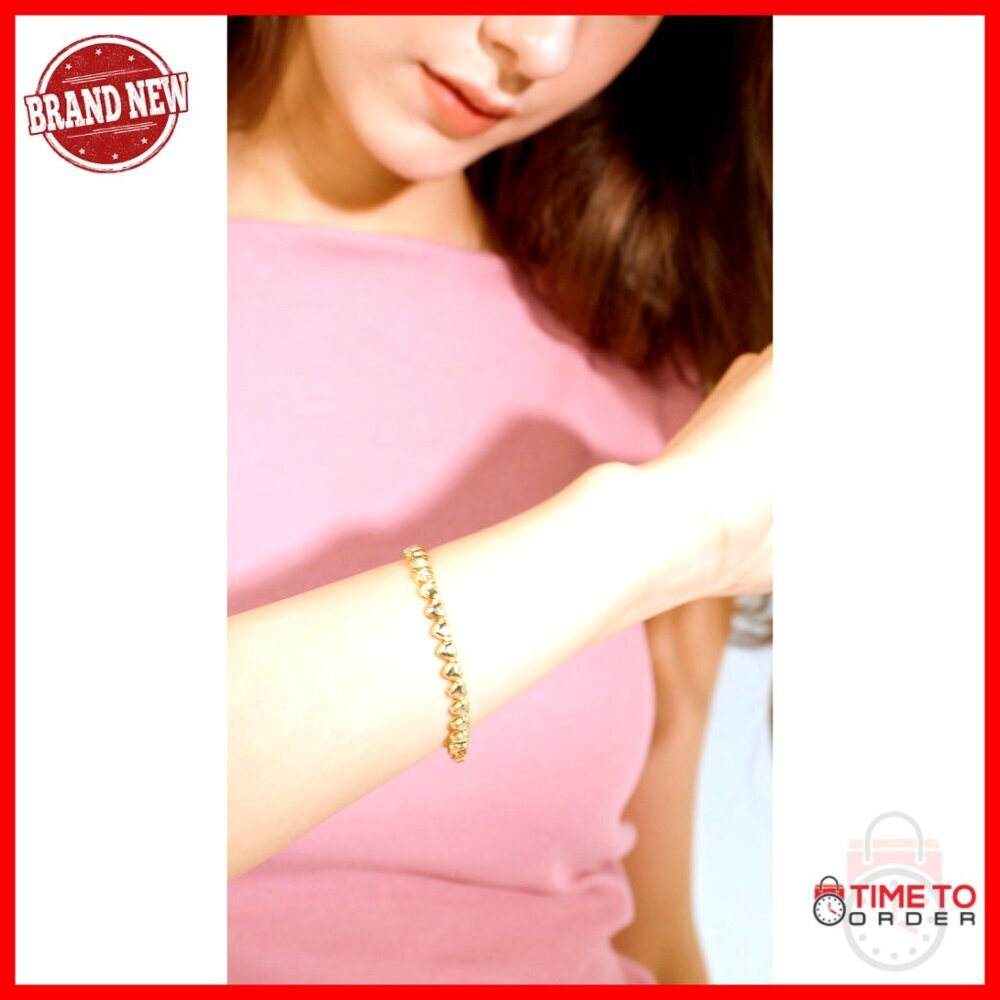 14K Gold Filled Tennis Bracelet Classic Elegant Heart Design Secure Clasp - Picture 7 of 7